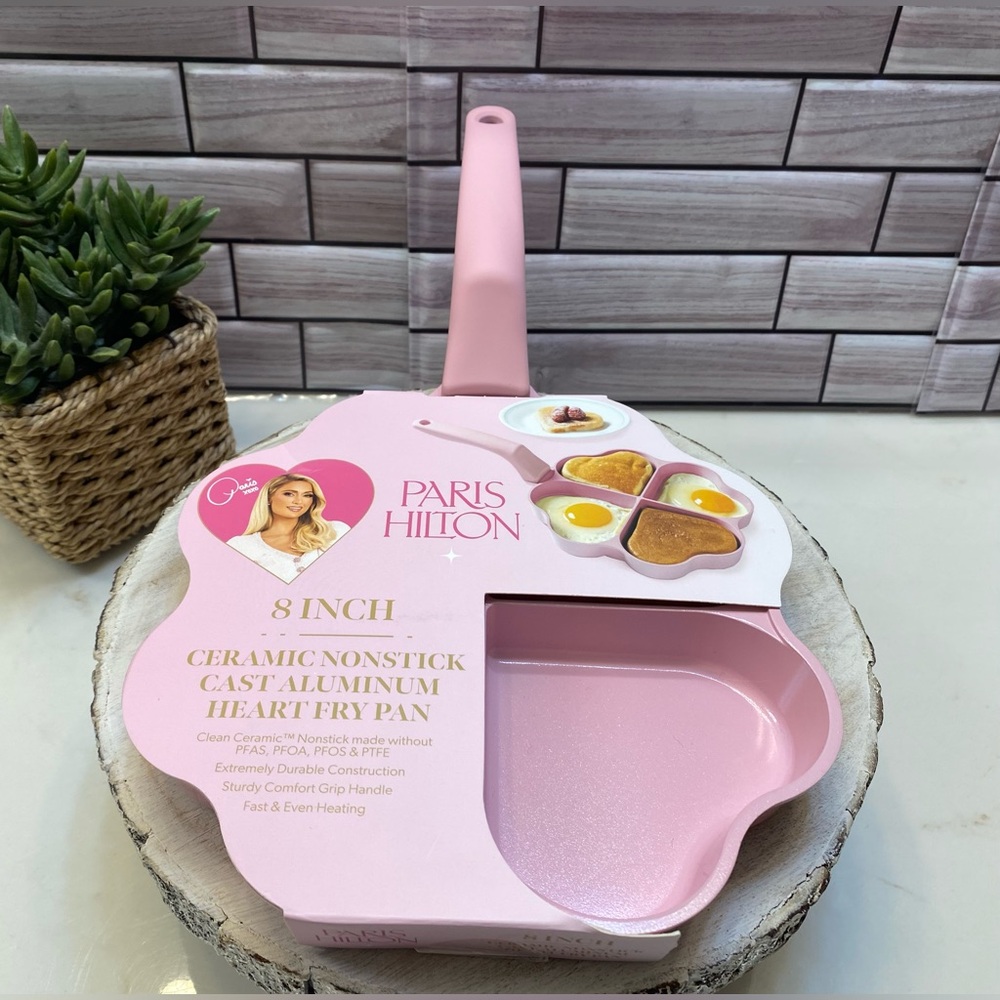 Paris Hilton ❤️8in pink heart Non stick Fry Pan PFAS Free NWT